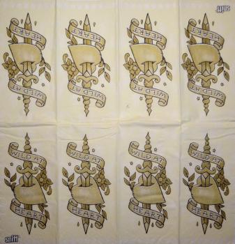 117 Herz / Herzen - 4-lagig (gold) - Sniff - ppd - Sandy Welch - Taschentuch